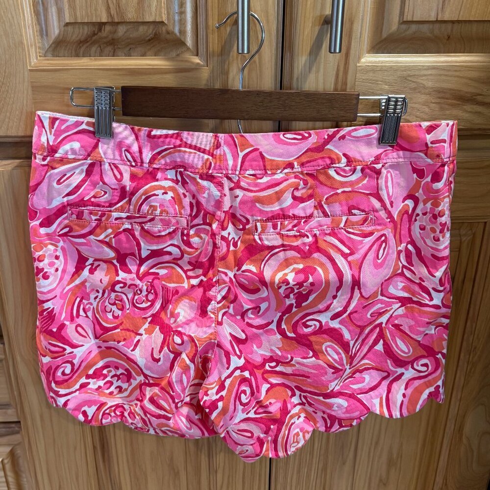 Lilly Pulitzer Buttercup Shorts 8 Mango Salsa‎ Scallop Hem Cotton EUC - Picture 5 of 9